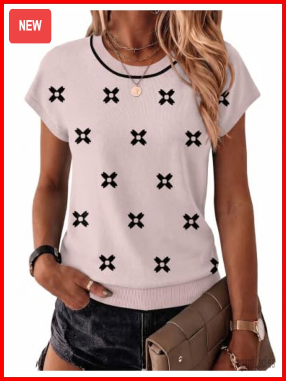 Zeagoo Womens Short Sleeve Crewneck Sweater Pullover Lightweight Knit Casual